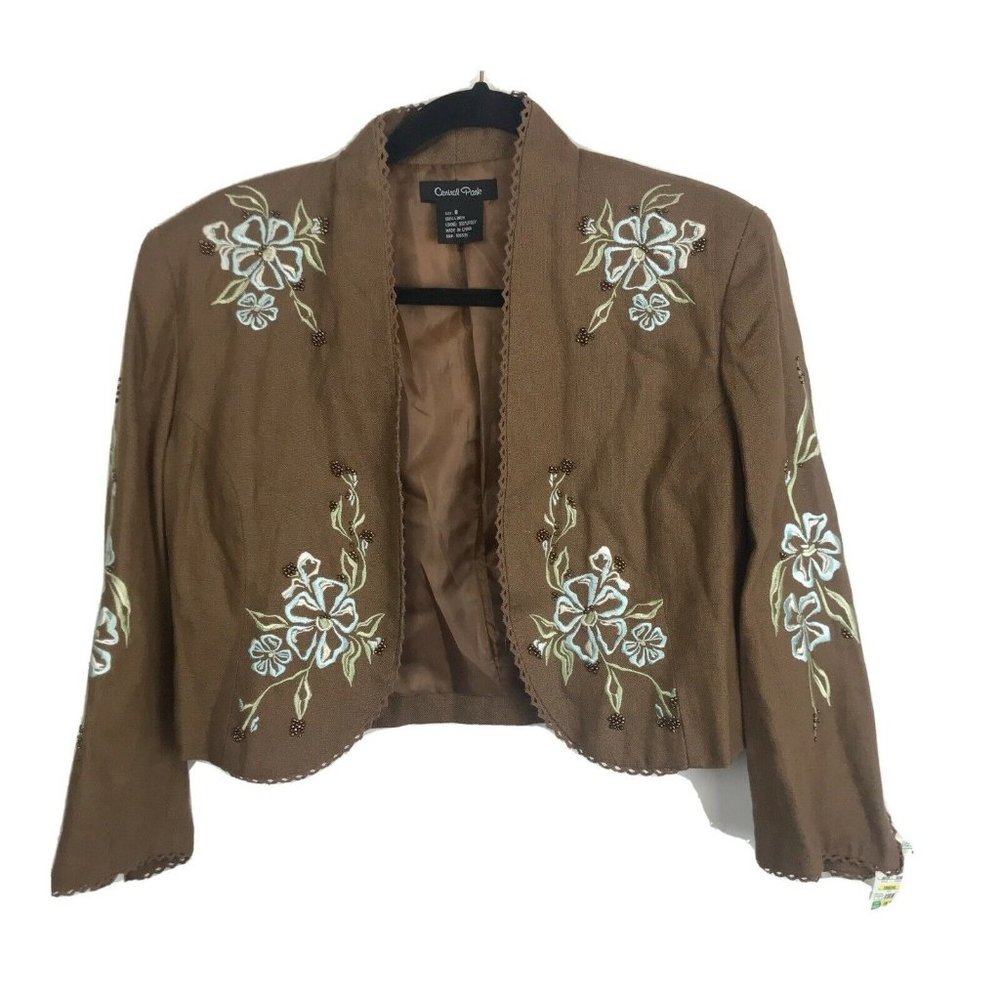 NWT Central Park Blazer Suit Hip Jacket Brown Line